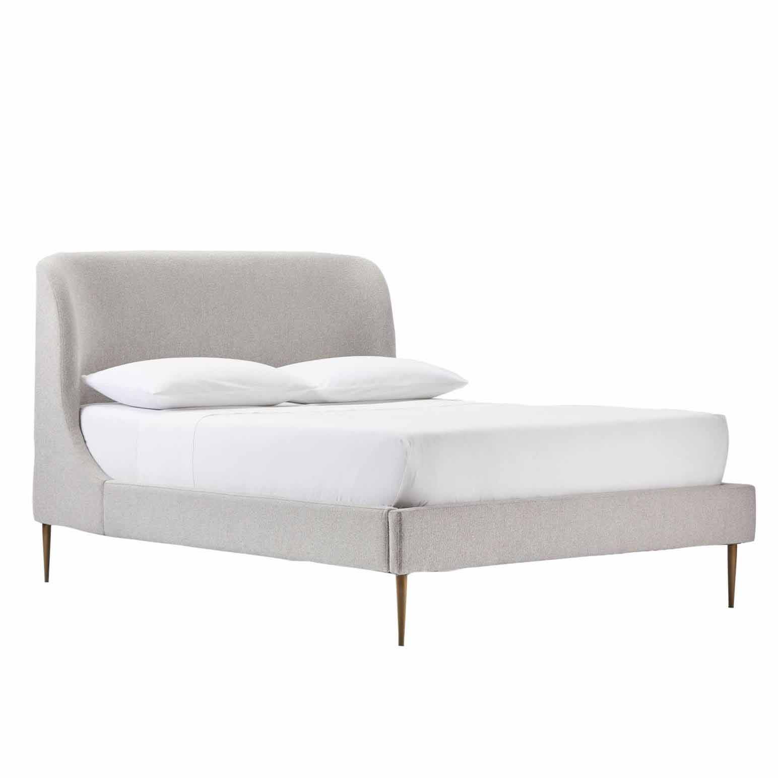 West Elm Lana Bed Super King Chenille Tweed Frost Grey